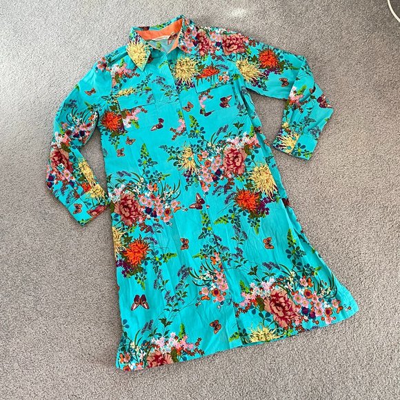 Soft Surroundings Floral Butterfly Shirt Dress Get Ready for Spring MEDIUM - Picture 2 of 9